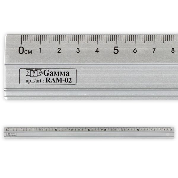 Линейка универсальная алюминий 50х3.5 см, в чехле, с нескользящее покрытием -Slip, Gamma RAM-02
