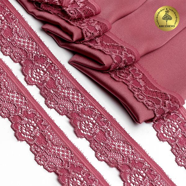 Кружево эластичное (стрейч) 30 мм / 5 метров, TBY.L839, цв.2925/S256 розовый рубин