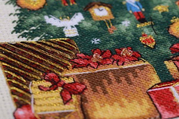 Набор для вышивания нитками Panna, Золотая серия, Викторианская елка, 20х25 см