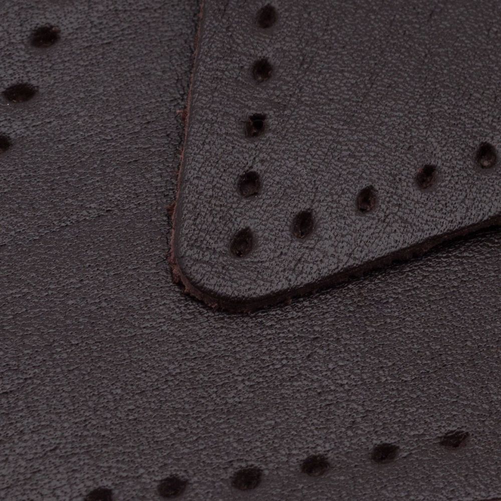 Заплатки пришивные из кожи, треугольник равносторонний 6см с перфорацией, 2 шт, 100% кожа, 03 темно-коричневый, 9116