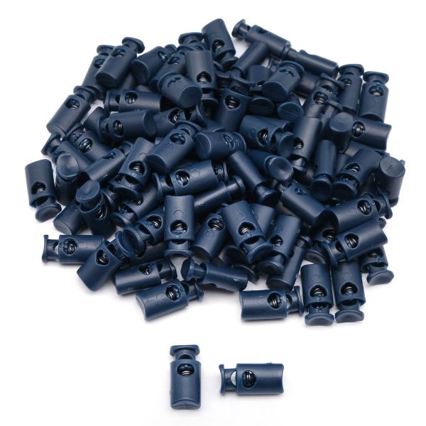 Фиксатор (зажим) для шнура пластик 1 отв., ⌀4.5 мм, 19х9 мм, цилиндр, ПП, т.синий, 100 шт