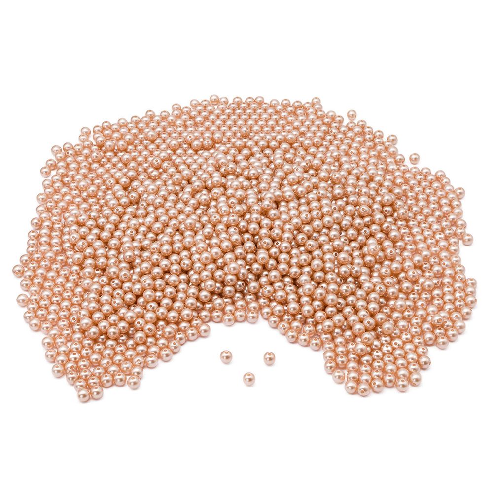Бусины пластик под жемчуг ⌀8 мм, 500 г, цветные, круглые, A44 телесный, Astra&Craft, LY-264