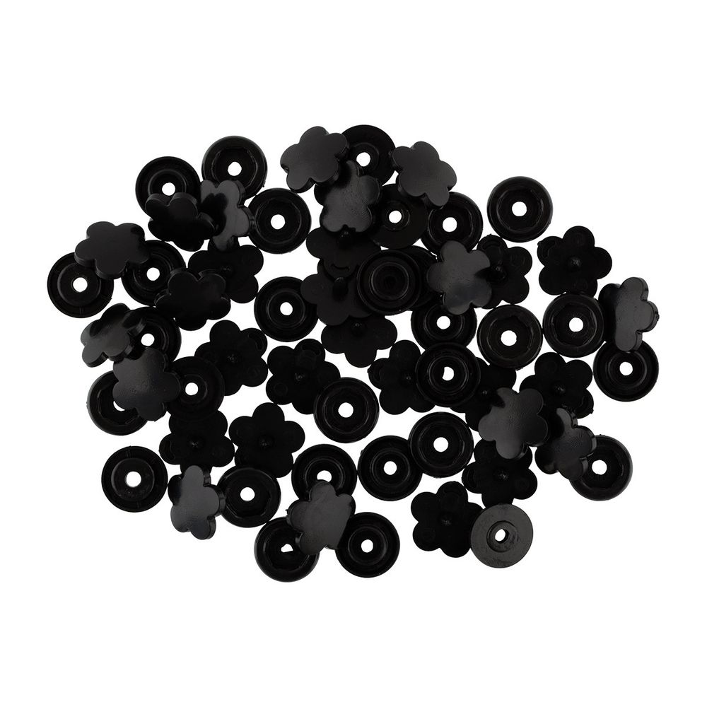 Кнопка рубашечная установочная пластик ⌀12 мм, 15 шт, 002 чёрный, Micron POM-12 FL