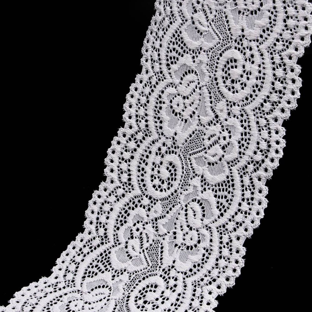 Кружево эластичное (стрейч) 100 мм / 3 метра, C154 светло-серый