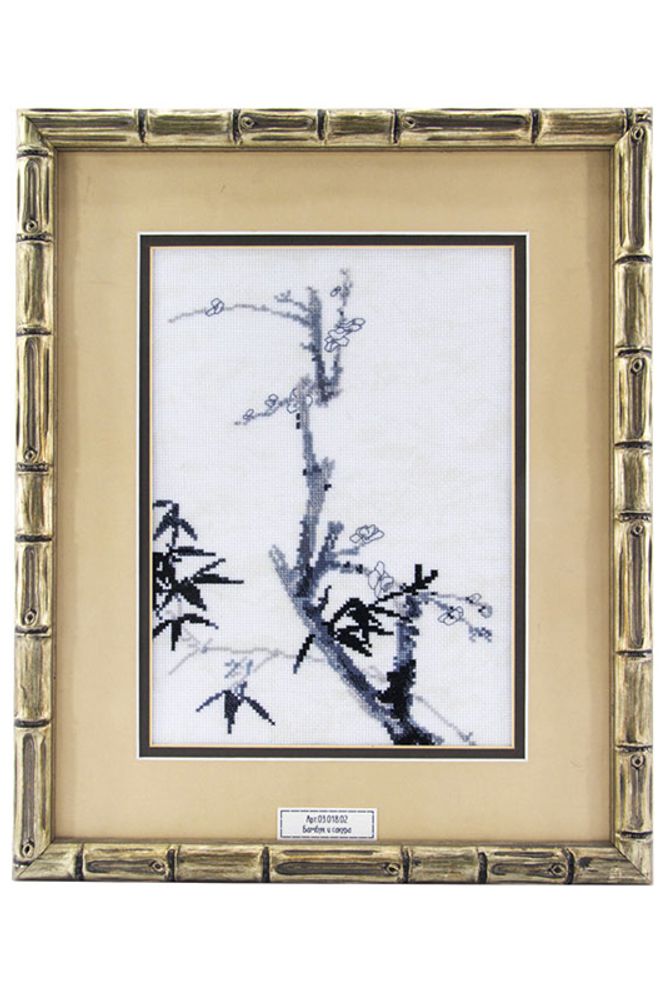 Вышитая картина Марья Искусница, Бамбук и сакура, 30х40 см