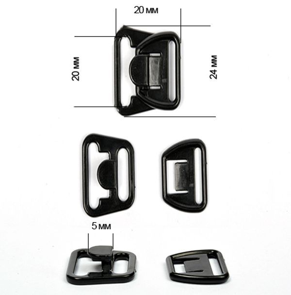 Крючки для бюстгальтера для кормящих мам пластик 20.0 мм, цв.черный, 20 шт