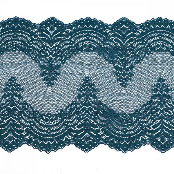 Кружево бельевое эластичное 230 мм / 10 м, 8036, цв.F222 изумрудно-синий, Kruzhevo
