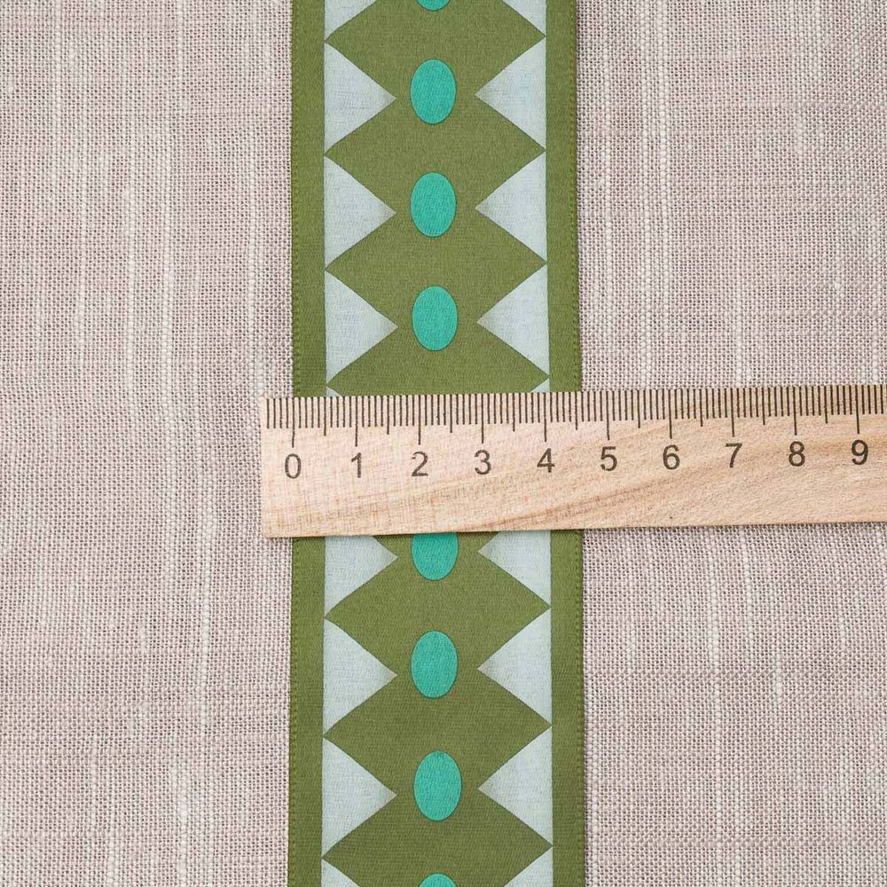 Лента атласная с рисунком Ромбы 45.0 мм / 22.5±1 метров, зеленый, Globus