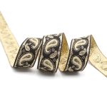 Лента (тесьма) жаккардовая 22.0 мм / 10±0.5 метров, Пейсли, 22807 черный/золото