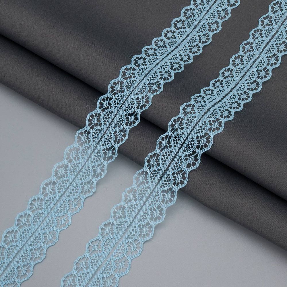 Кружево капроновое 30 мм, / 13.72 метра, 02 голубой