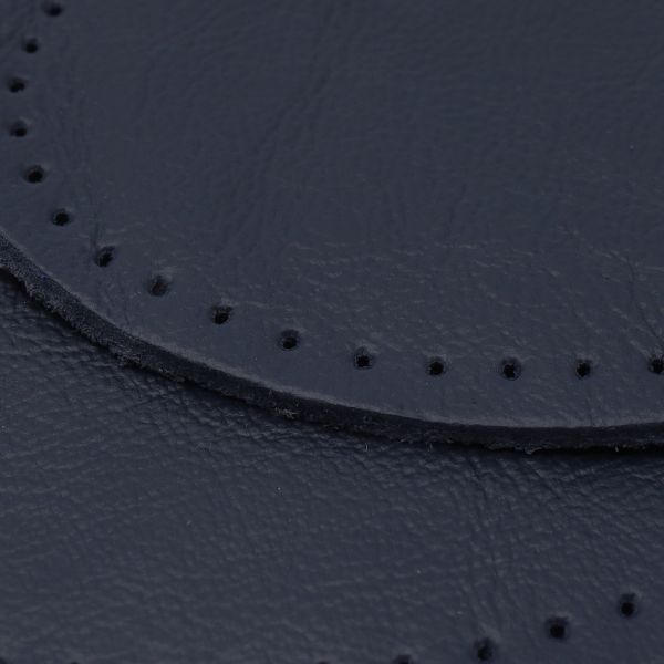 Заплатки пришивные из кожи, овал 6х8,2см с перфорацией, 2 шт, 100% кожа, 05 темно-синий, 9114