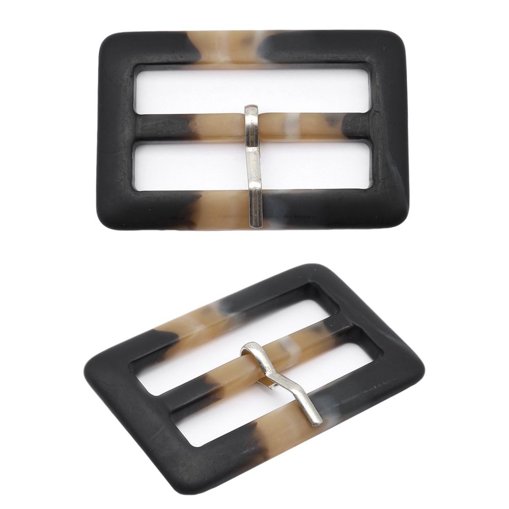 Пряжка с язычком 50мм ушко, 42х67 мм, черно-коричневая матовая, 6 шт