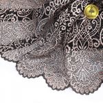 Кружево бельевое эластичное 240 мм / 25 м, 40992, цв.168 серебристый пион+черный, Kruzhevo