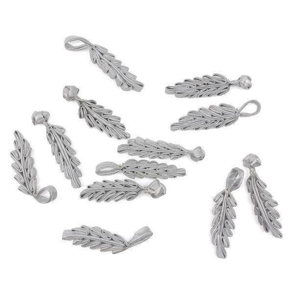 Сутажная застежка, 11 см (серебро), NO.4, 5 шт