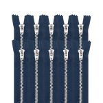 Молния металл джинсовая Т5 (5 мм) 1 зам., н/раз., 12 см, синий, 39051/12-Н, 10 шт