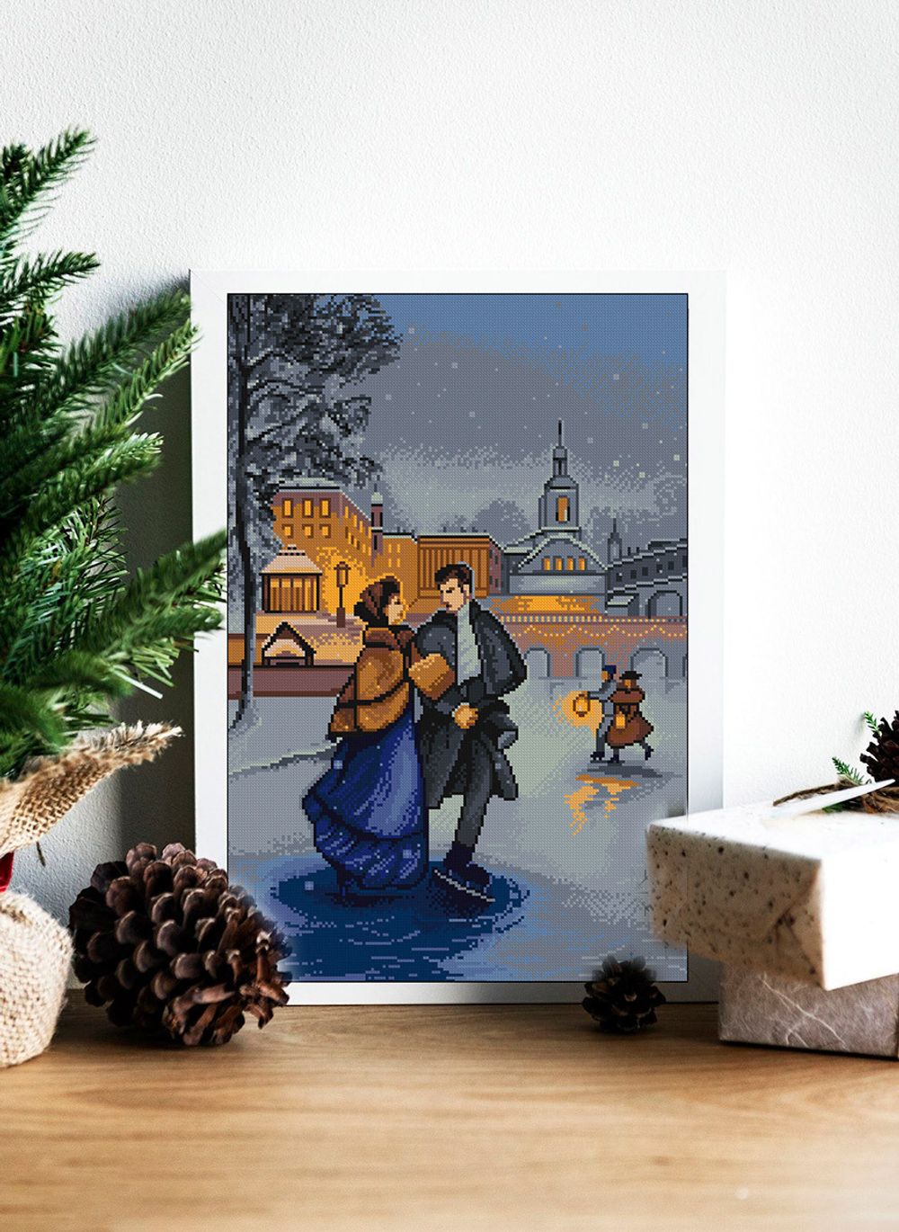 Алмазная (кристальная) мозаика Фрея, На катке 40х60 см