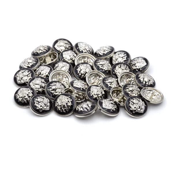 Пуговицы на ножке 36L (23мм), металл (Black/S черный с серебром), 36 шт, ME 645