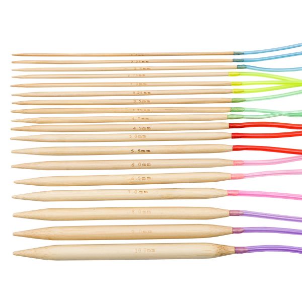 Набор круговых спиц 13 см, 2,0-10,0 мм, леска 54 см, 18 шт, бамбук Hobby&Pro, L200-125