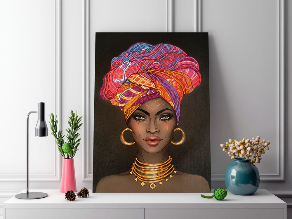 Алмазная (кристальная) мозаика Фрея, Африканская девушка, 30х40 см