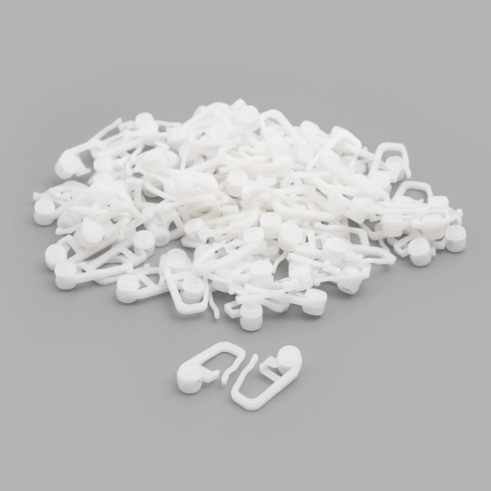 Крючки шторные для карниза 27 мм, ⌀7 мм, роликовые, пластик, белый, 100 шт, (PPA123)