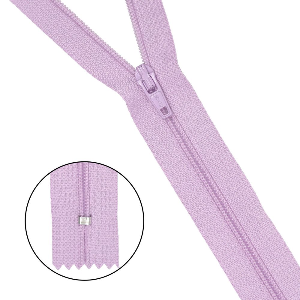 Молния спираль (витая) брючная Т3 (3 мм) 1 зам., н/раз., 20 см, автомат, сирень авт. 20 см, ГР, 30110, 10 шт