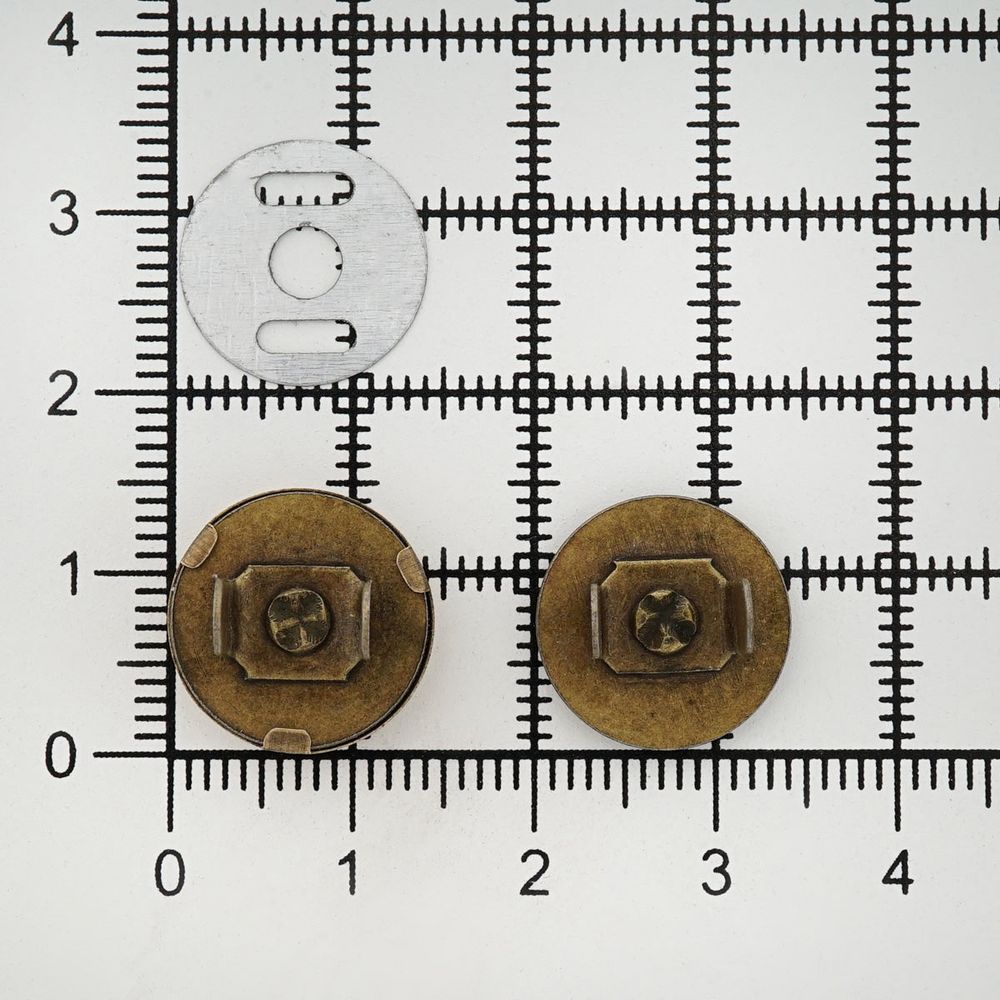 Кнопка магнитная металл ⌀14.0 мм, латунь, 20 шт