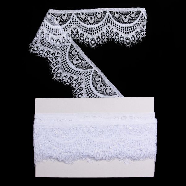 Кружево эластичное (стрейч) 60 мм / 13.71 метра, C501 белый