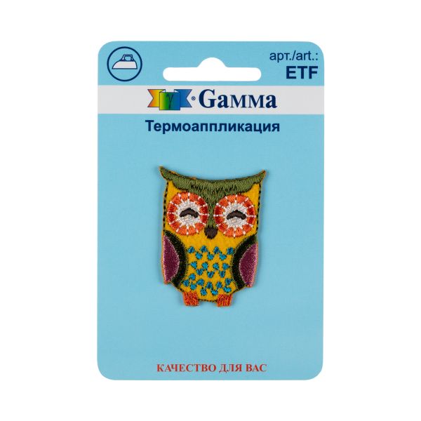 Термоаппликация №02, 1 шт, 01-256 Совушка 3.2х4.2 см, Gamma ETF
