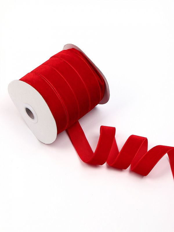 Лента бархатная (тесьма) 20.0 мм / 22.86±1 метров, арт.20VR42 нейлон цв.т.красный