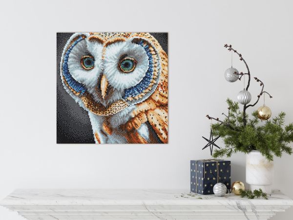 Алмазная (кристальная) мозаика Фрея ALPD-252, на подрамнике Золотая сова, 30х30 см
