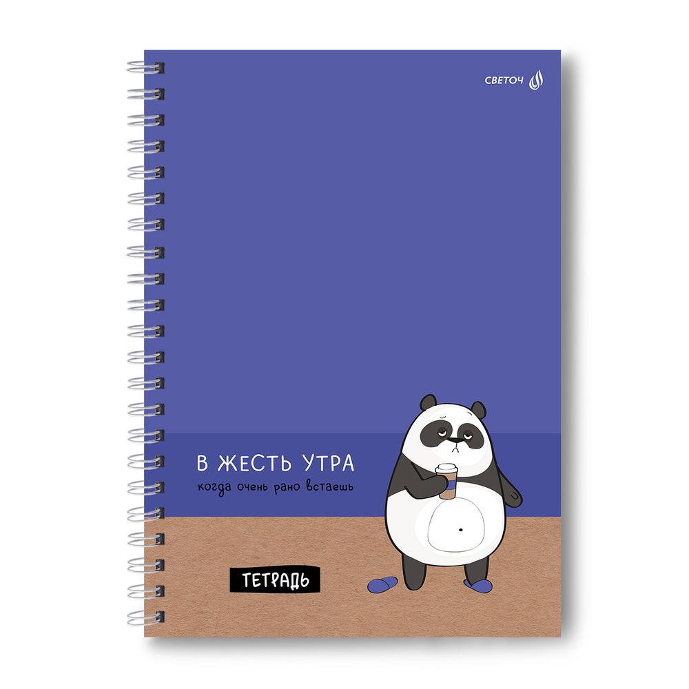 Тетрадь ученическая общая, выборочный УФ лак, A4 80 л. на гребне 65 г/м², белизна 100 %, 4 шт, клетка, 01241 В жесть утра, Светоч Т128