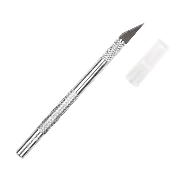 Нож макетный цанговый, алюминий с лезвием цв. серебро