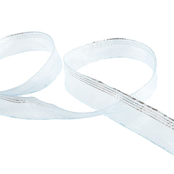 Лента капроновая (органза) 20.0 мм / 25 метров, 088 небесно-голубой/серебро, Blitz ORT-20