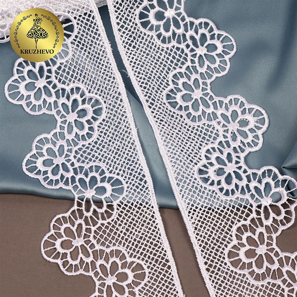 Кружево гипюр (плетёное) 80 мм, 0741 цв.01 белый уп.13.71м, Kruzhevo