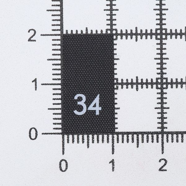 Этикетка-размерник 10х20мм П/Э, 100 шт/упак, черный фон/белый шрифт (MN) (34)