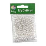 Бусины пластик (жемчуг) ⌀5 мм, 25 г, Astra&Craft, 001 NL белый