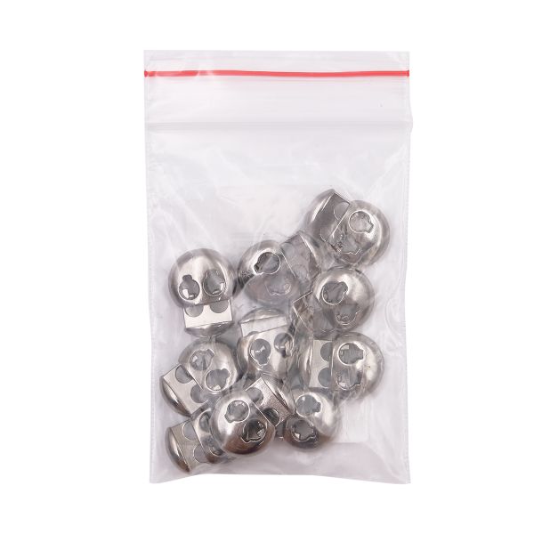 Фиксатор (зажим) для шнура металл 2 отв., 20.5х15.6 мм, ⌀3.5 мм, металл, Nickel (чер.никель), MFR12, 10 шт