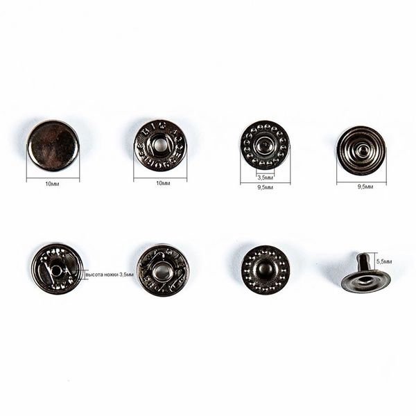 Кнопка Альфа (S-образная) ⌀10.0 мм, ≈100 шт, нерж.сплав, чер/никель, BIG