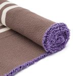 Подвяз средней плотности с полосками (100% полиэстер), 1*1, высота 14см (7см*2), длина 70-73см (8094/8015 св.коричневый со св.бежевыми полосками)