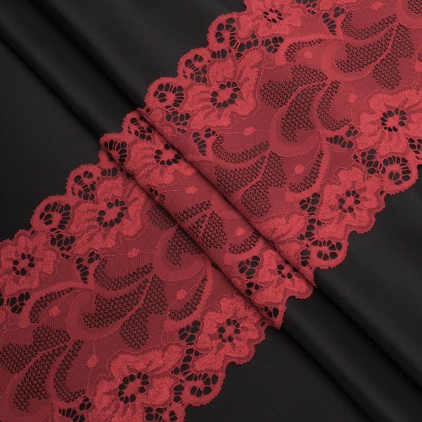 Кружево бельевое эластичное 150 мм / 3.4 метра, цвет красный