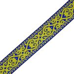 Лента (тесьма) жаккардовая 33.0 мм / 7 метров, сине-желтый, 22821