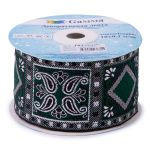 Лента (тесьма) жаккардовая 50.0 мм / 10±0.5 метров, черный/зеленый, Gamma TRJ-119(46)