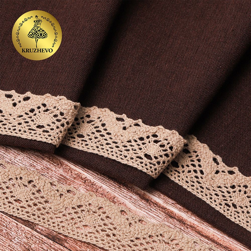 Кружево вязаное (тесьма) 30 мм / 10 метров, диз. 298, цв.30 капучино, Kruzhevo