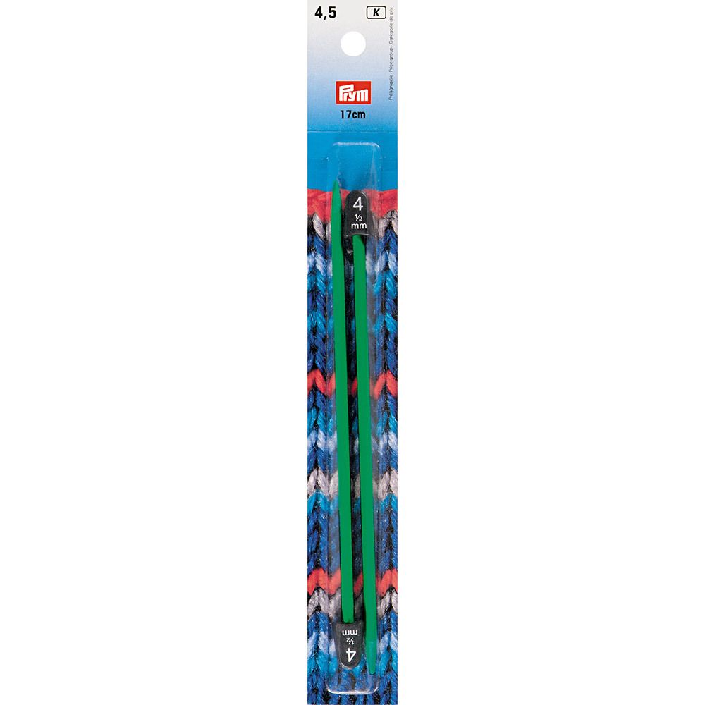 Спицы прямые ⌀4.5 мм, 17 см, 2 шт, зеленые, Prym 218403
