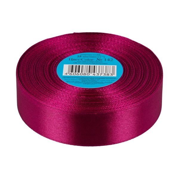 Лента атласная 1-сторонняя 25.0 мм / 33±2 метра, 142 св.фиолетовый, Gamma