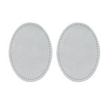 Заплатки пришивные из замши овал 8х10.9 см, с перфорацией, 2 шт, 100% кожа, 25 серо-белый, 59124