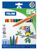 Фломастеры на водной основе с конусообразным наконечником 12 цв, Milan 612312