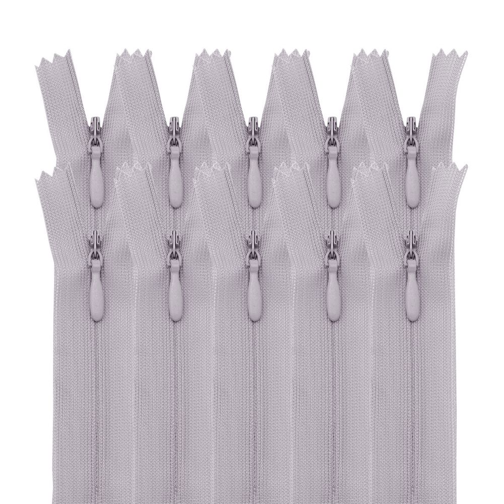 Молния потайная (скрытая) Т3 (3 мм) 1 зам., н/раз., 50 см, серый, 10 шт