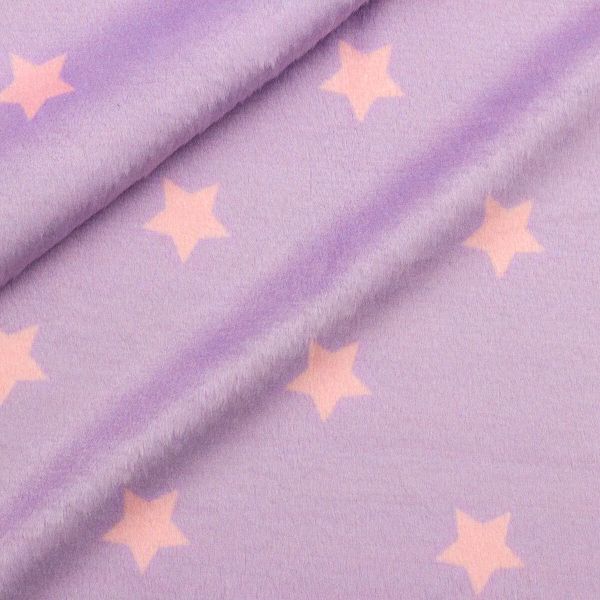 Мех коротковорсовый 3мм с принтом звезды, 47*47см (±2см), 100% п/э (сирень/светло-розовый) 29496