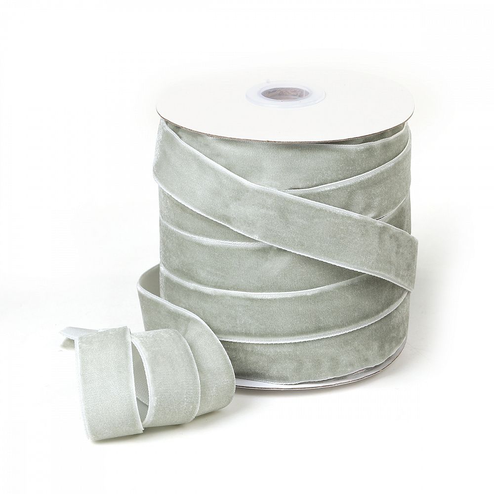 Лента бархатная (тесьма) 20.0 мм / 22.86±1 метров, арт.20VR88 нейлон цв.серый